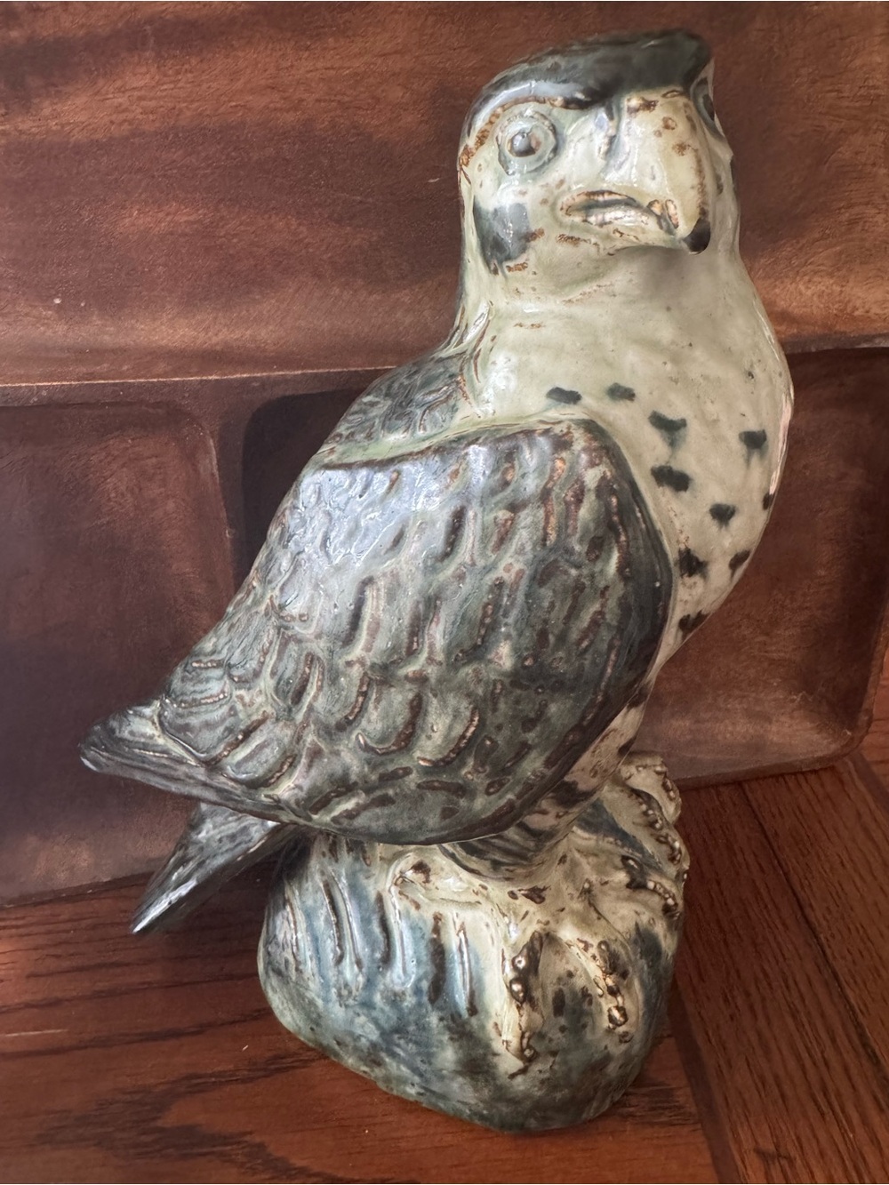 Knud Kyhn Royal Copenhagen Stoneware Peregrine Falcon 21407 Statue Hawk 1950s